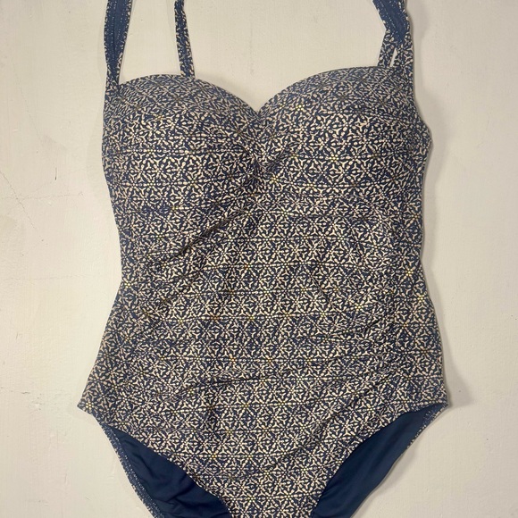 NIP TUCK Nautical Foil Joanne One Piece Multi-Cup Swimsuit Size 10 Navy & Gold - Picture 7 of 8